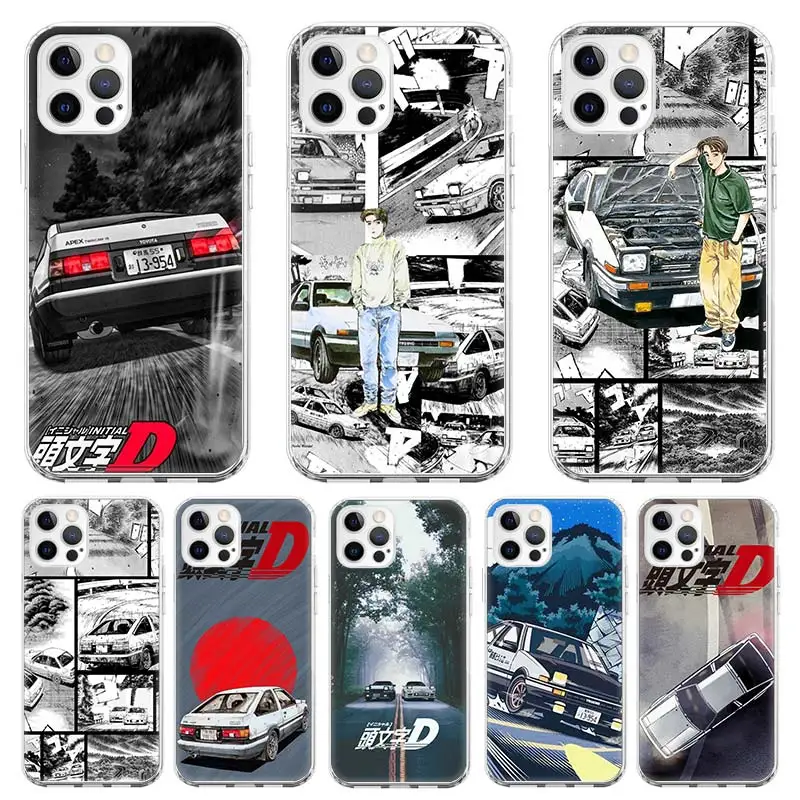 Initial D AE86 JDM Car Back Soft Silicone Phone Case For Apple iPhone 11 14 15 16 Pro 12 13 Mini XR X XS Max 7 Plus 8 + Fundas C