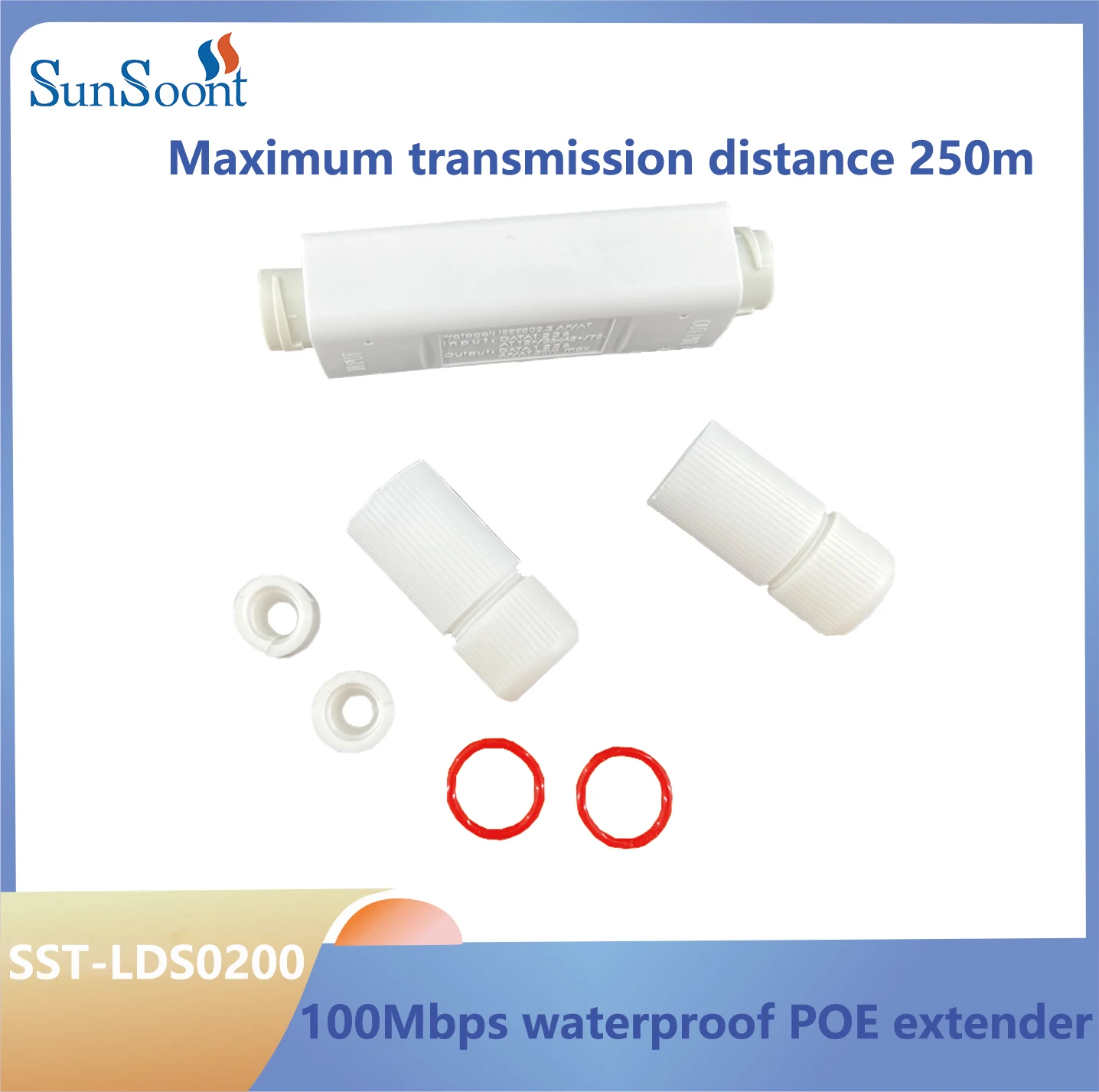 

1-портовый водонепроницаемый повторитель PoE IP55 10/100 Мбит/с 1 удлинитель PoE с IEEE802.3af/at 48 В для улицы с коммутатором PoE камеры