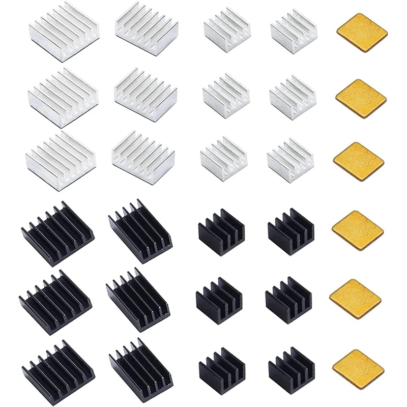 30Pcs Cooling Radiator Set Aluminum Copper Radiator With Thermal Conductive Glue For Raspberry Pi 2B/ 3B/4B