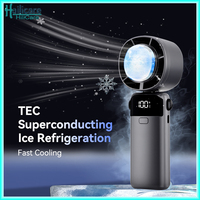 Ice Sensation Pocket Cooling Fan with Digital Display 5 Speed Portable Handheld Fan Foldable & Neck Hanging Fan for Travel