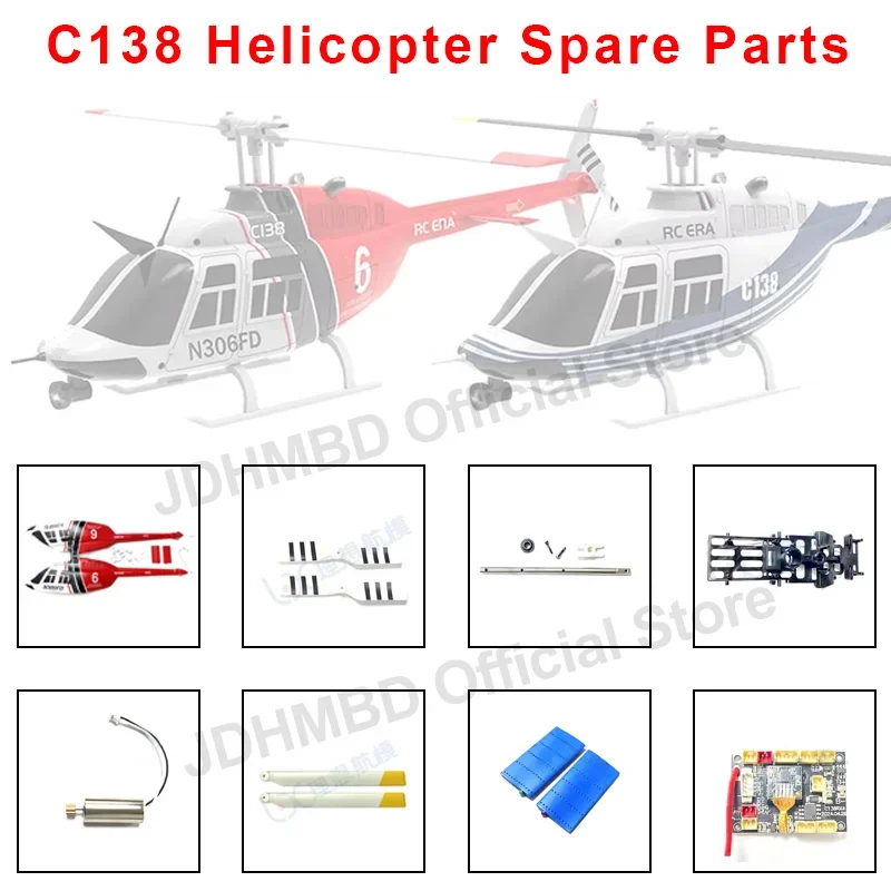 C138 1/33 6CH RC Helicopter  Spare Parts Fuselage Shell Main Blade Motor CCPM Swashplate