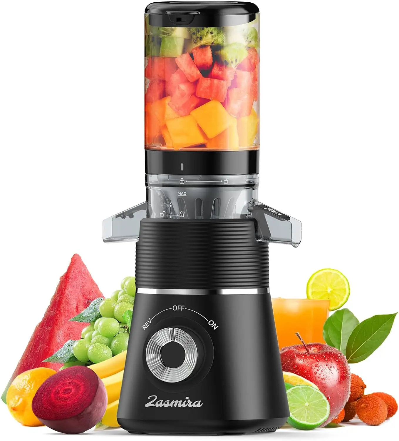 Cold Press Juicer, Zasmira Slow Masticating Juicer with 4.13" Extra-wide chute, Whole Fruit Juicer Machines for Vegetables