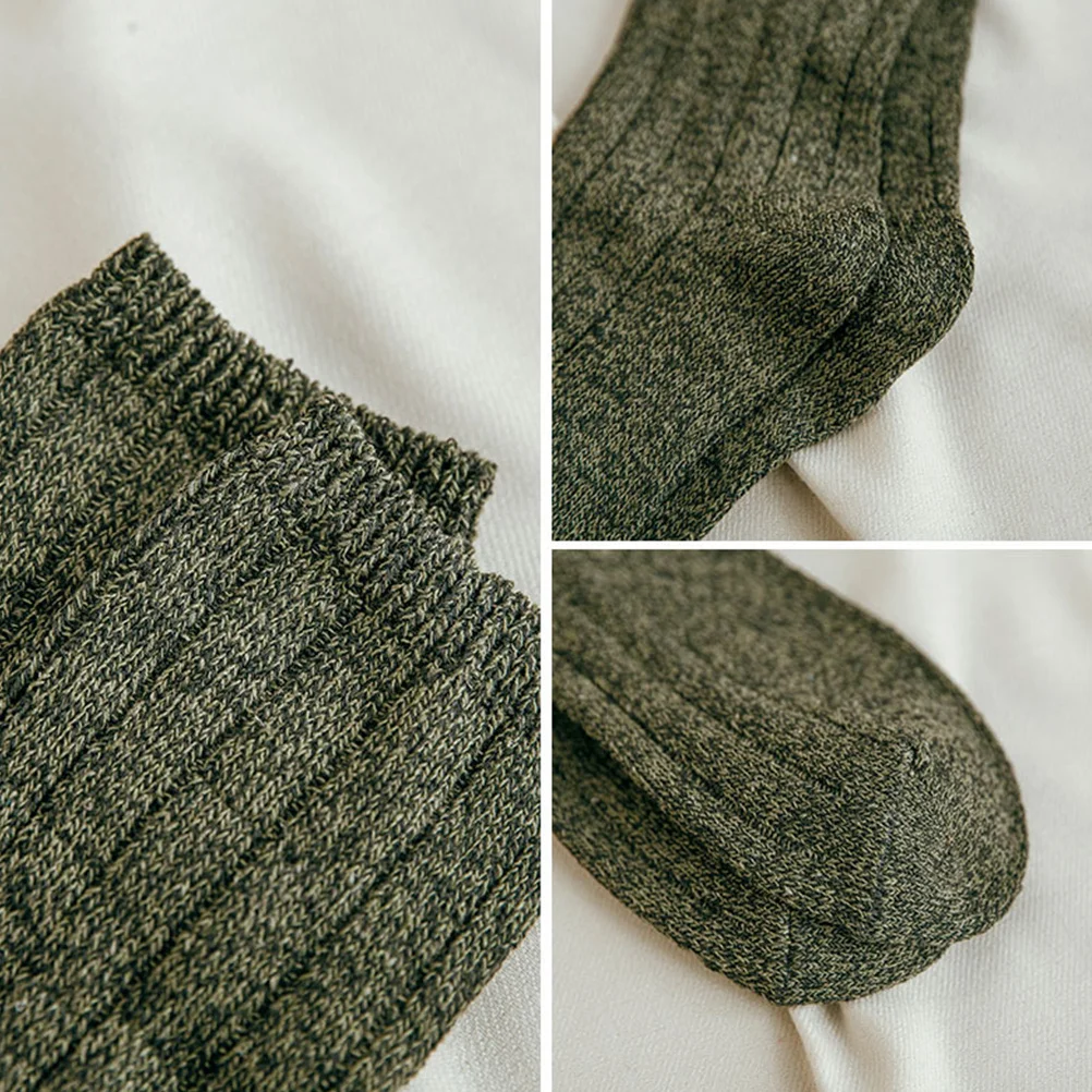 

5Pairs Mens Tube Socks Solid Color Thick Line Elastic Durable Skin Friendly Comfortable Autumn Winter Casual Daily Sports Socks