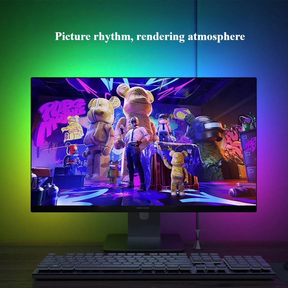 Lampada per schermo del computer Lampada a LED RGB per atmosfera di gioco per PC Illuminazione a LED Luci per schermo fantasma sincrono Lampada a nastro con interruttore USB