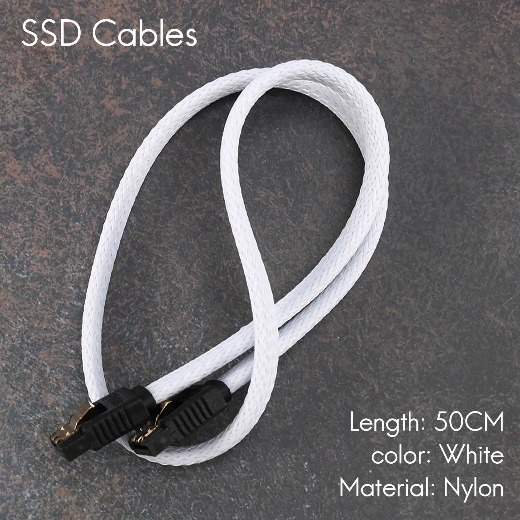 50CM SATA 3.0 III SATA3 7pin Data Cable 6Gb/s SSD Cables HDD Hard Disk Data Cord with Nylon Sleeved Premium Version(White) image 6