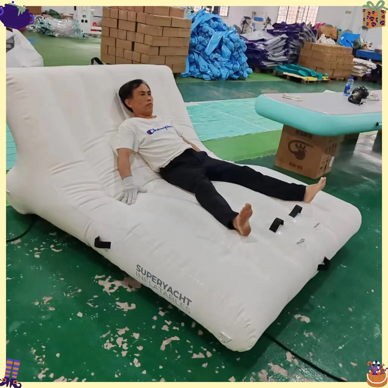 PVC Airtight Inflatable Floating Sofa Bed Large Water Lounge Platform For Outdoor Sunbathing view 3