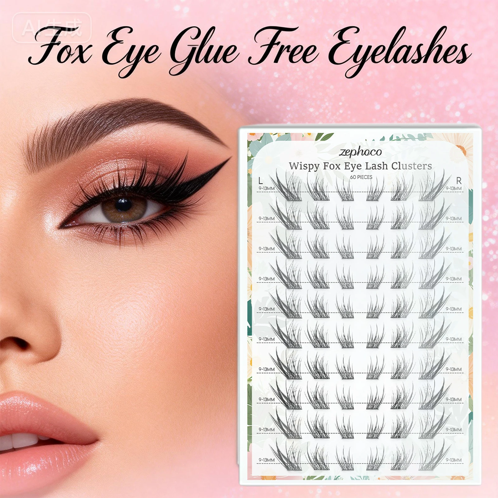 

9-13mm Fox Eye Glue Free False Eyelashes Eyelashes Extension DIY Lashes Natural False Eyelashes Makeup Product Fit the Eye Shape