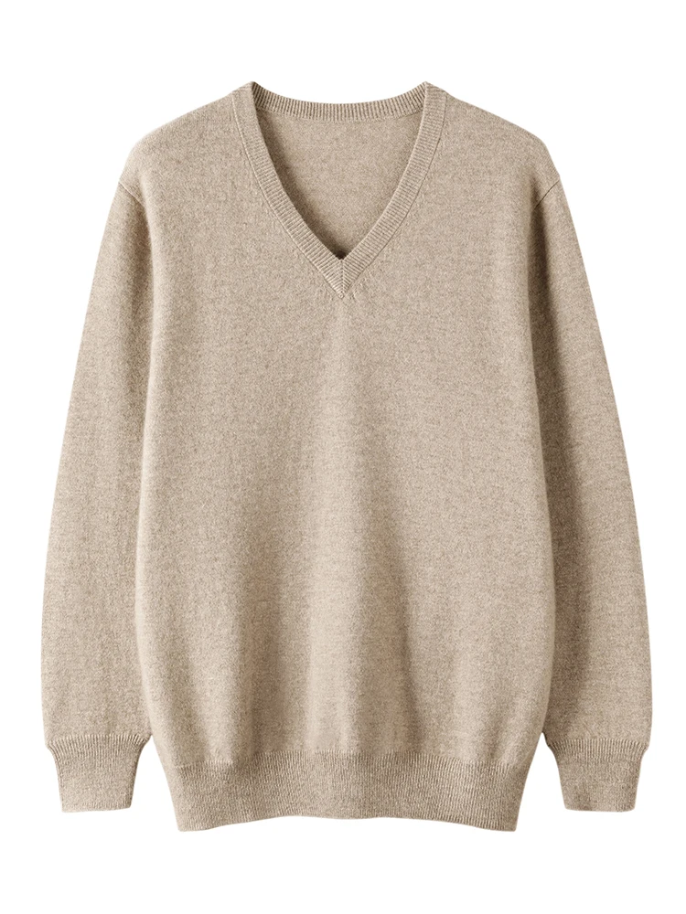 Basic Autumn Winter Men Sweater Classic 100% Cashmere Knitwear Smart Casual Pullover Solid Long Sleeve Clothing Tops Man Jumper