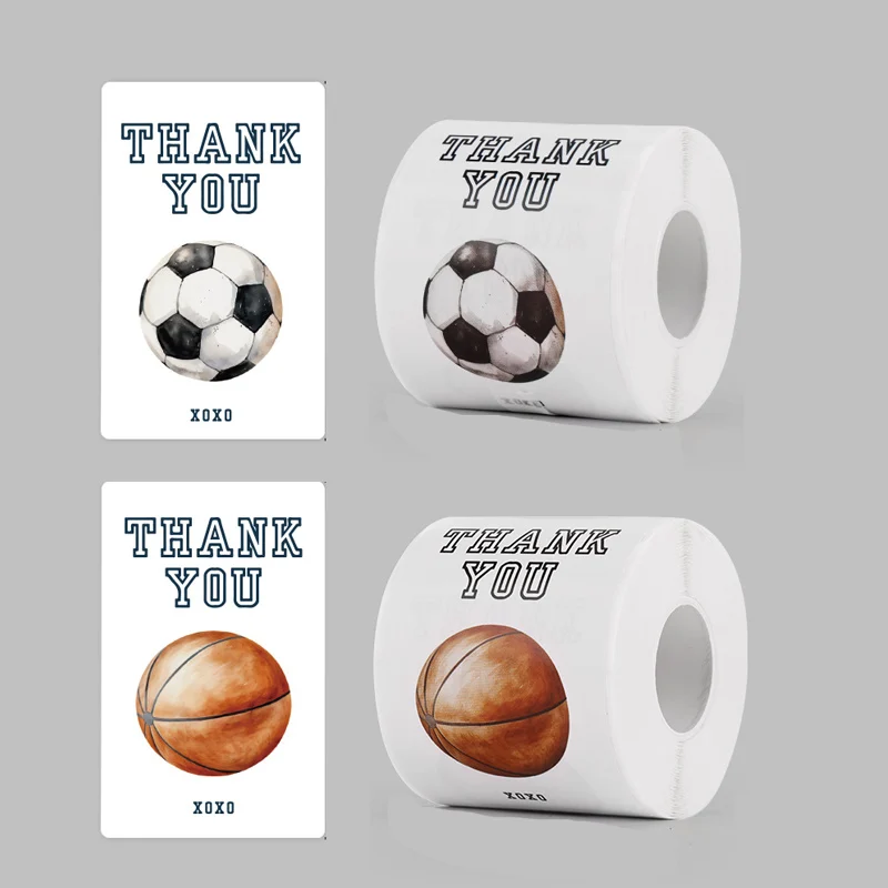 

200Pcs Thankyou Football Basketball Rugby Tennis Sport Seal Sticker Gift Box Stickers for Homemade Packaging Decoration Label