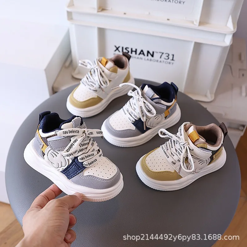 Spring Autumn Boys Girls Soft-Soled Casual Sneakers Children Mid-Top Breathable Toddler Shoes Kids Non-Slip Running Leisure Shoe