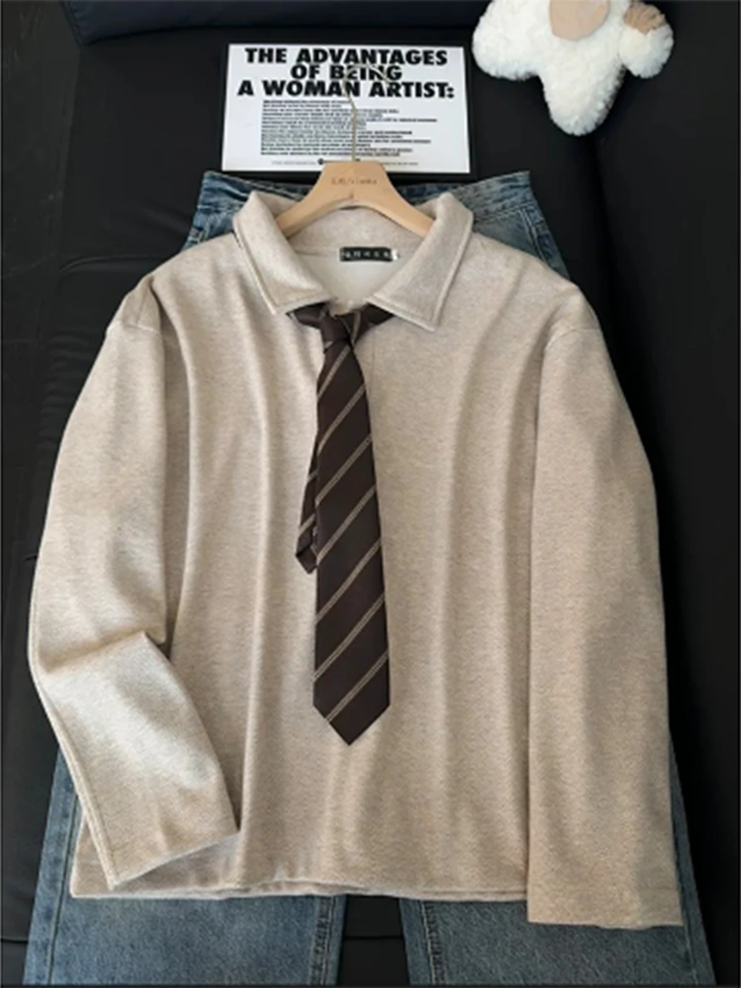 

Мужская толстовка в стиле ретро-американо, с длинным рукавом, зимняя, трендовая, брендовая, с узором кроссхэтч, плотная, классический стиль, верхняя одежда