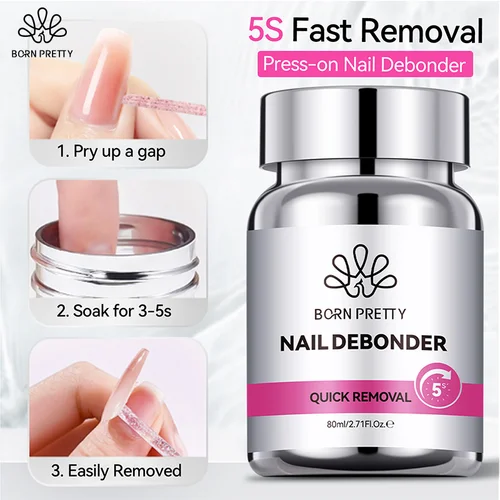 BORN PRETTY 80ml removedor de uñas a presión 5S removedor rápido puntas de uñas postizas Debonder eliminación de pegamento se disuelve más rápido manicura líquida