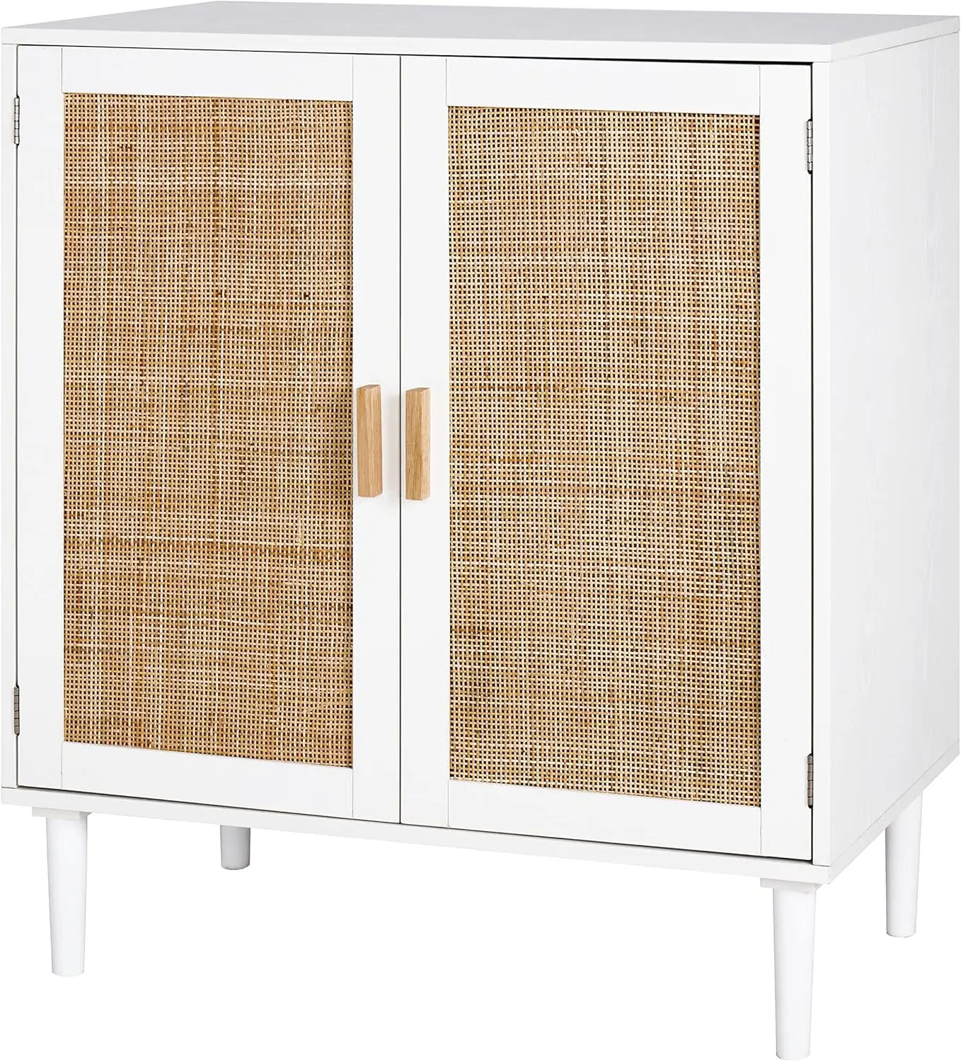 

Finnhomy Sideboard Storage Wine Cabinet with Rattan Trim Doors, 31.5X 15.8X 34.6 Inch, White