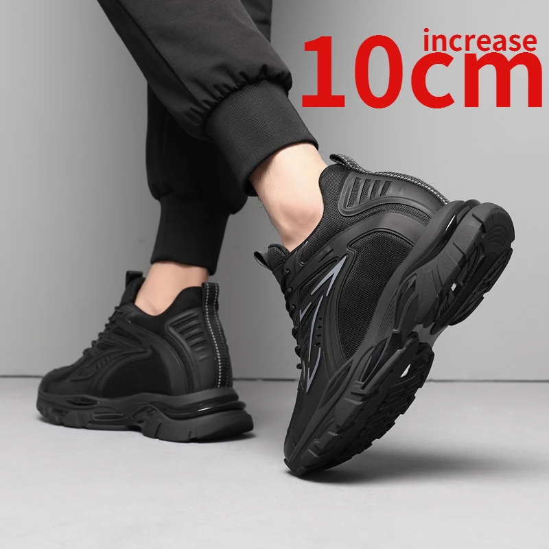 Elevated Shoes for Men Casual Shoes Increased 10cm Mesh Breathable Fashion Inner Heightening Shoes Male Comfortable Sports Shoes