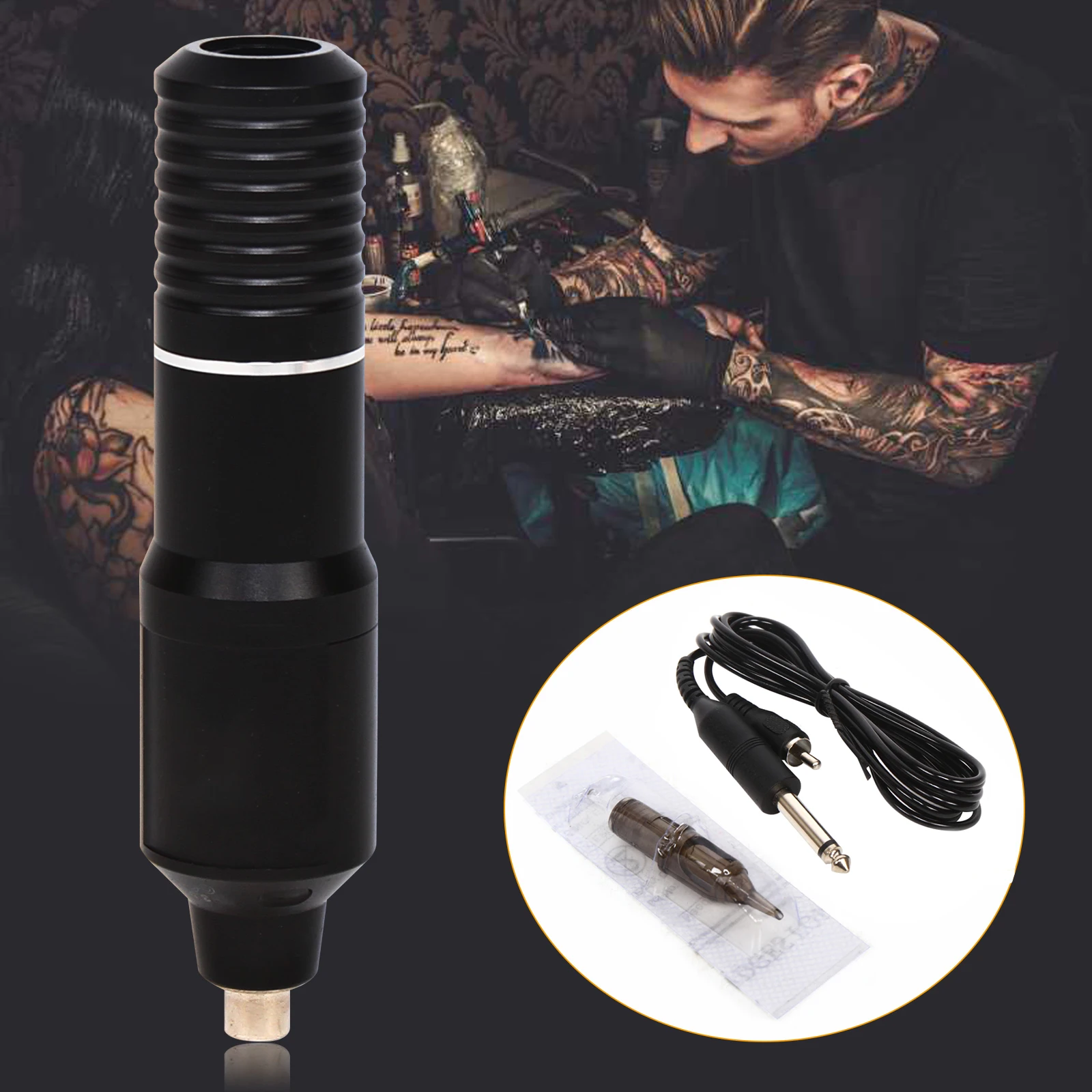 قلم دوار لآلة الوشم، 12000 دورة في الدقيقة، طول إبرة قابل للتعديل 1-4 مم، 8-10 فولت، مجموعة كاملة لفنان الوشم، قلم الوشم #2