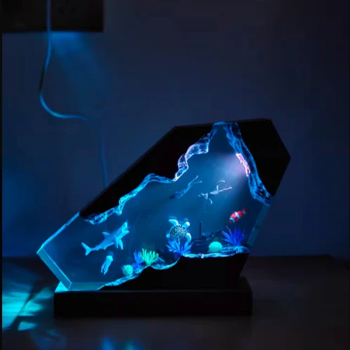 

NEW Healing Marine Micro-landscape Resin Handicrafts Luminous Desktop Decorations Creative Whale Birthday Gifts
