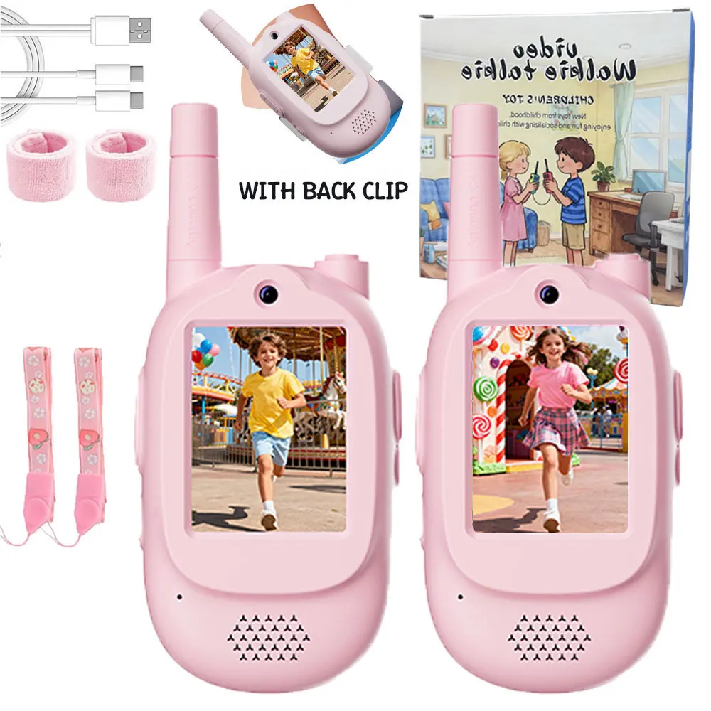 أجهزة اتصال لاسلكية بالفيديو للأطفال، عبوة من ألعاب الأطفال الصغار القابلة لإعادة الشحن للتخييم الداخلي والسفر وهدايا أعياد الميلاد للأطفال من سن 3 إلى 12 عامًا