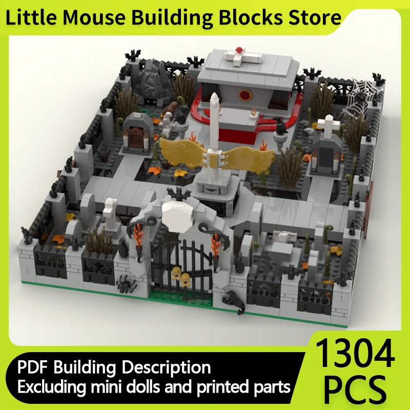 

City Street View Model MOC Building Bricks Halloween Cemetery Modular Technology Gifts Holiday Assemble Children Toys Suit