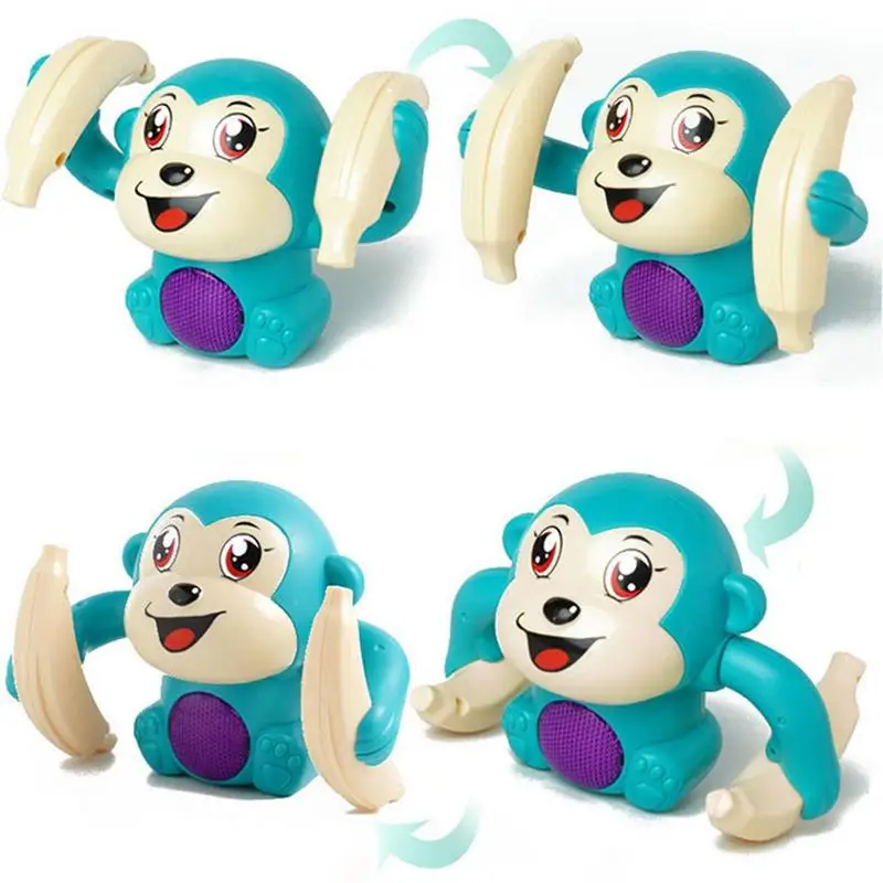 Electric Monkey Toy Light And Music Sound Sensing Tumbling Monkey Voice Control Baby Musical Toys Talking And Rolling 360 Gift