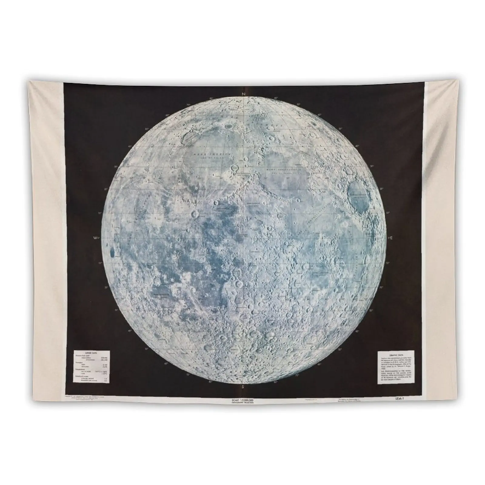 

Lunar Reference Mosaic : LEM-1 (Moon Map from 1966) Tapestry Home Decorating Custom Room Design Tapestry