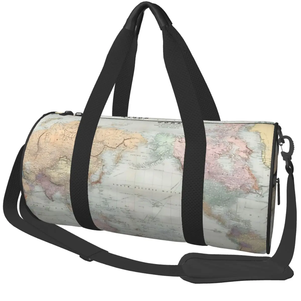 

Vintage Map Of The World Sports Bags Training Gym Bag with Shoes Retro Handbags Couple Pattern Portable Fitness Bag