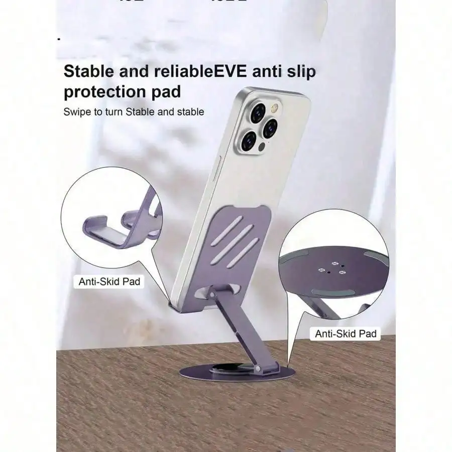 

1pc 360 Degree Rotating Universal Metal Phone And Tablet Stand - Waterproof, Shock-Absorbing, Adjustable And Compact