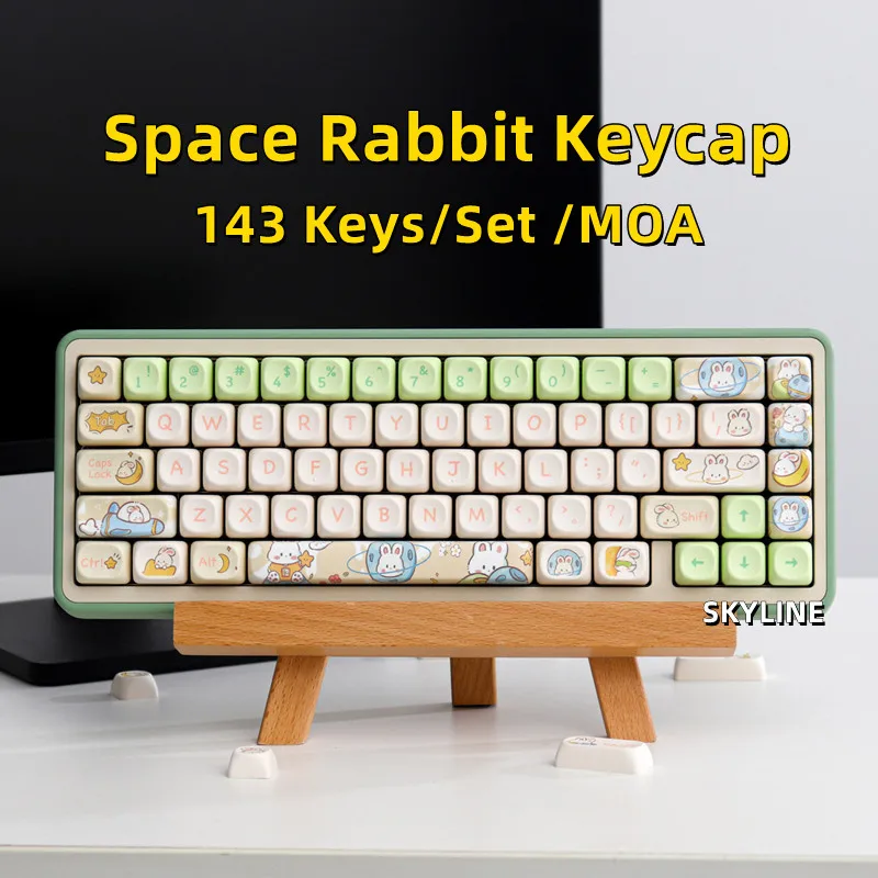 

143 Keys/Set Space Rabbit Keycap PBT Dye Subbed Keycaps MOA Profile Key Caps For 61 64 68 87 980 104 HHKB