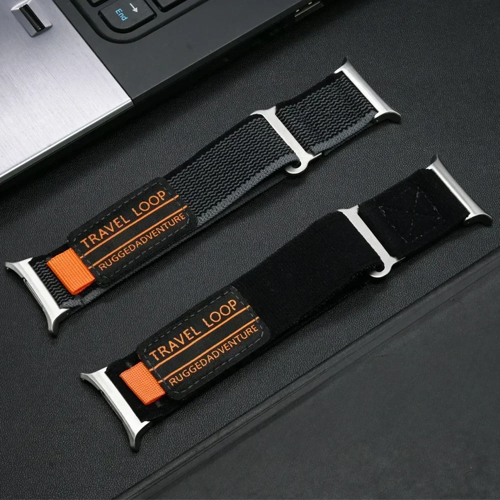 ナイロントラベルループストラップ Samsung Galaxy Watch 7 Ultra 47mm メンズスポーツバンド Galaxy 7 47mm ウルトラギャップなしカーブエンドブレスレット