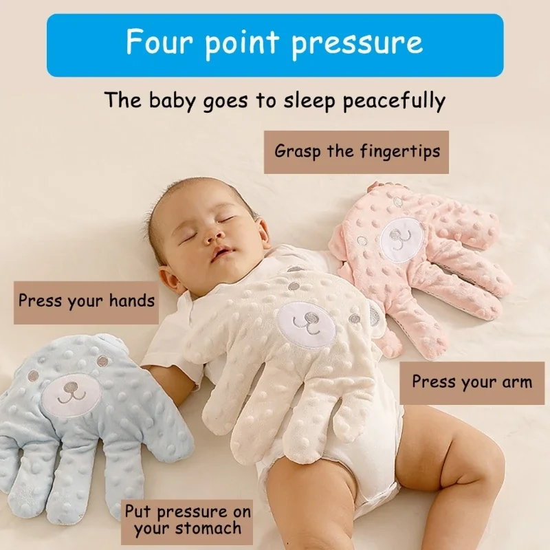 Cartoon Bear Baby Sleep Aid Newborn Soothing Pillow Comforting Hand Detachable with Remote for Comfortable Newborns Sleeping