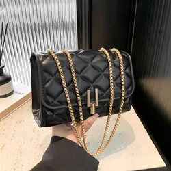 Fashion Plaid Women's Shoulder Bag For Gift, Chain Strap Casual Flap Crossbody Bags With Lock, Ladies Handbags For Daily Used