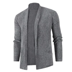 New Retro Men's Sweater Men's Cardigan Stitching Contrast Color Long Sleeved Slim Fit Sweater Jacket Outerwear Fit Sweatercoat