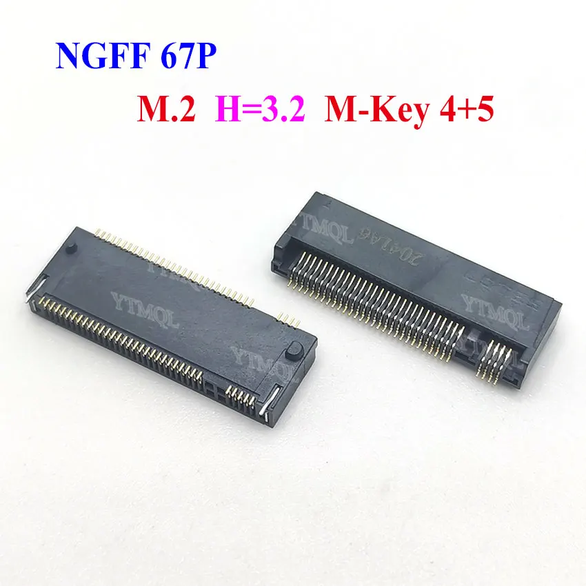 5PCS M.2 Connector 67P M KEY NGFF interface socket SSD socket H=2.3/3.2/4.2/4.8/5.3/6.7/8.5 M.2 SSD Slot NGFF Socket Hot New