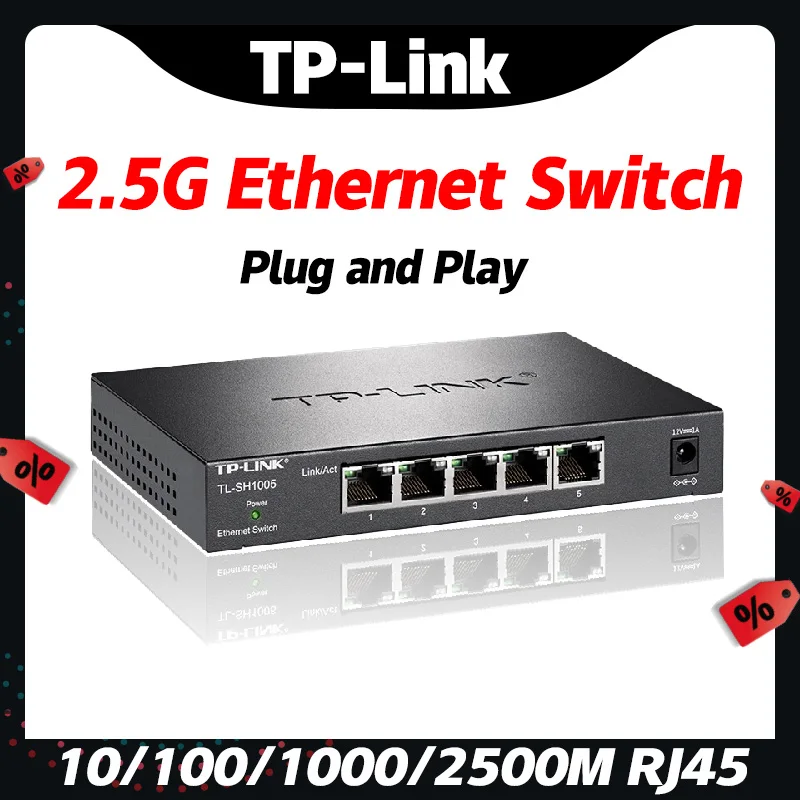 Tp-link-conmutador de 5 puertos de 2500mbps, divisor de 2 y 5 Gigabit, BASE-T, Ethernet, Mini TL-SH1005, Centro de red doméstica, Plug and Play