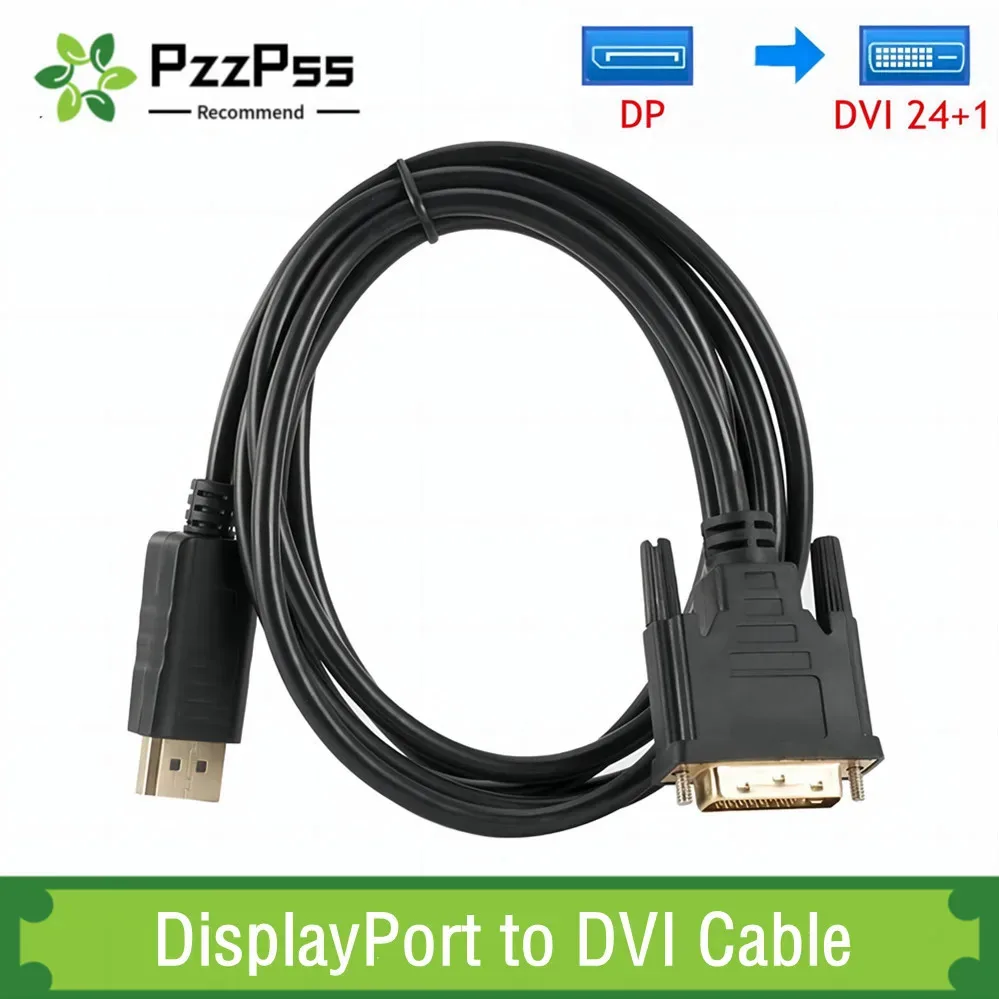 DisplayPort to DVI Cable 1080P DP to DVI-D Monitor Cable DisplayPort in to DVI out Converter Adapter for Nvidia HP Dell Asus