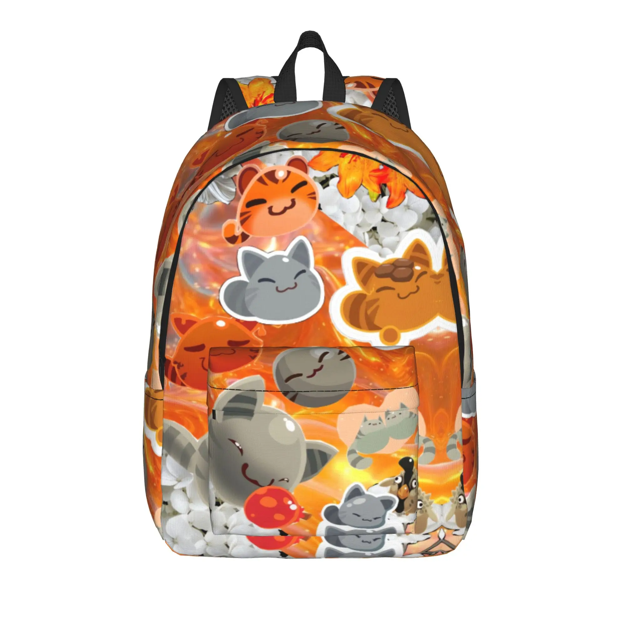 Warm Orange Slime Rancher Backpack Student Unisex  Soft Backpacks Polyester Kawaii High School Bags Hiking Designer Rucksack