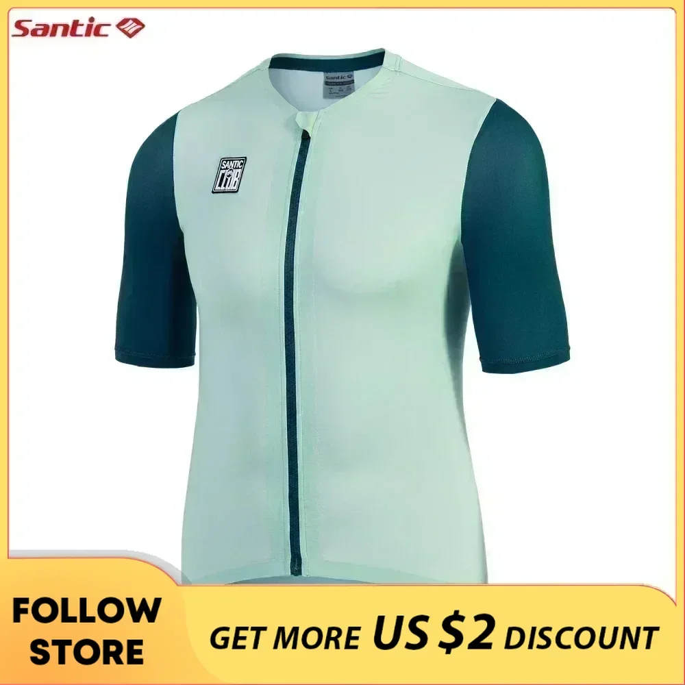 Santic Men\'s Cycling Short Sleeve Summer Sports MTB Bike Multi Color Short Top Breathable Quick Dry Bicycle Clothes Asia Size