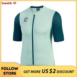 Santic Men's Cycling Short Sleeve Summer Sports MTB Bike Multi Color Short Top Breathable Quick Dry Bicycle Clothes Asia Size