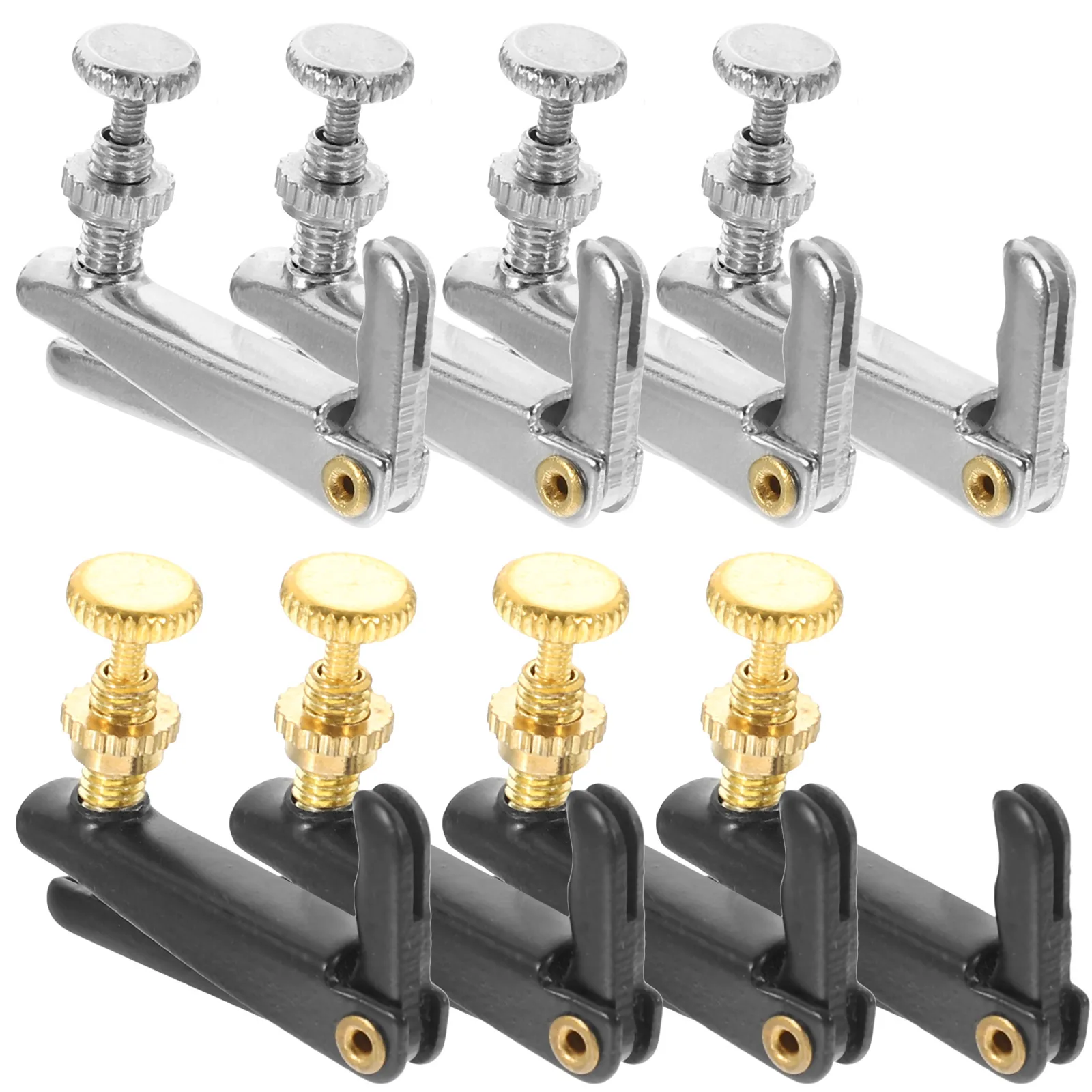 

8pcs Violin Fine Tuners Black Silver Metal Trimmers 3/4-4/4 Violins Accessories Tuning Tools Parts Practical Gifts