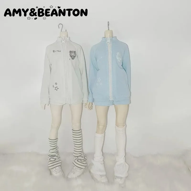 Aesthetic Stand Collar Zip‑Up Hoodie Jacket Shorts Leg Warmer 1/4 1/6 BJD Doll Clothes MSD MDD 3‑Plug 6 Small 6 Body Accessories
