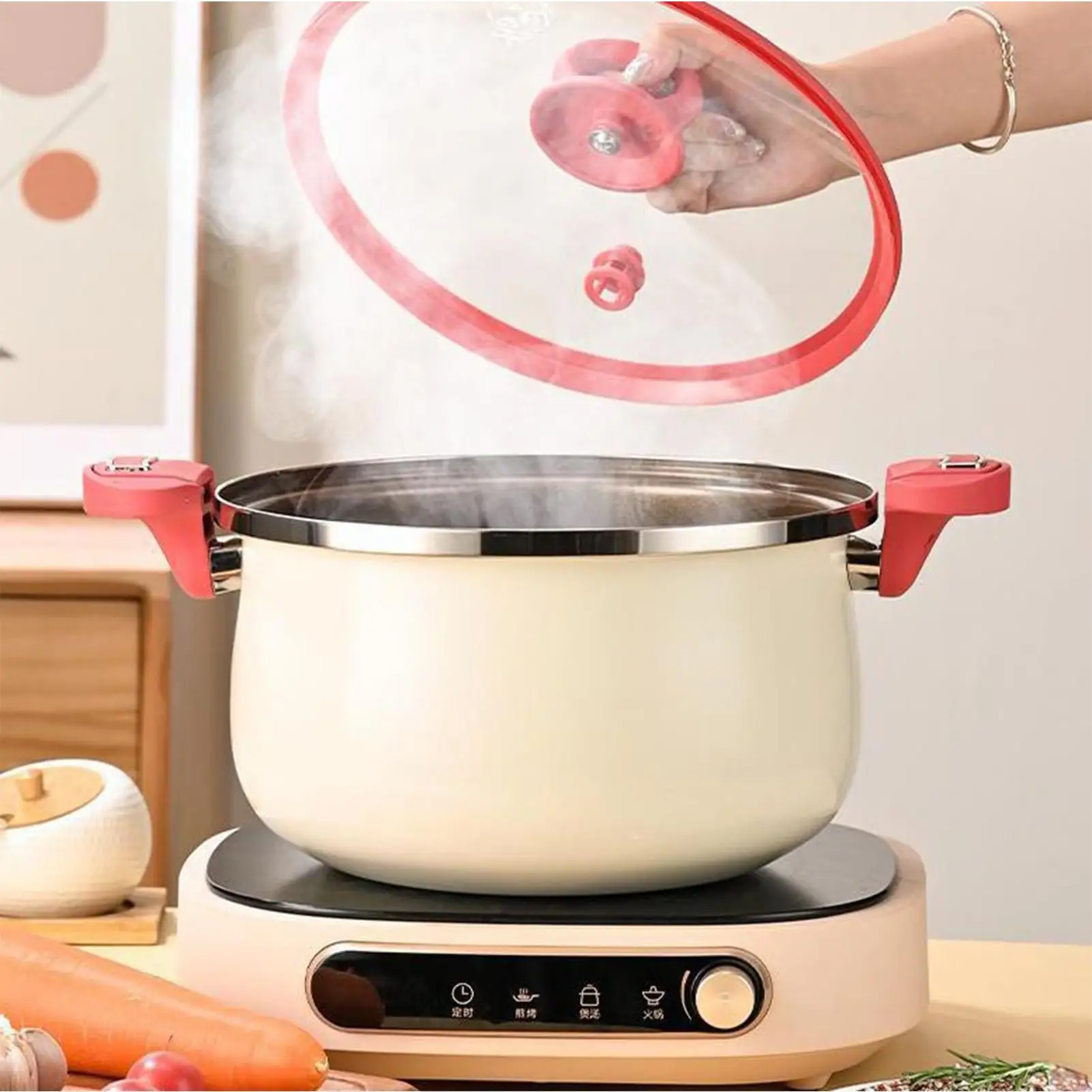 

Скороварка с двойной ручкой для сохранения питательных веществ, для профессиональных поваров, любителей и приготовления мяса