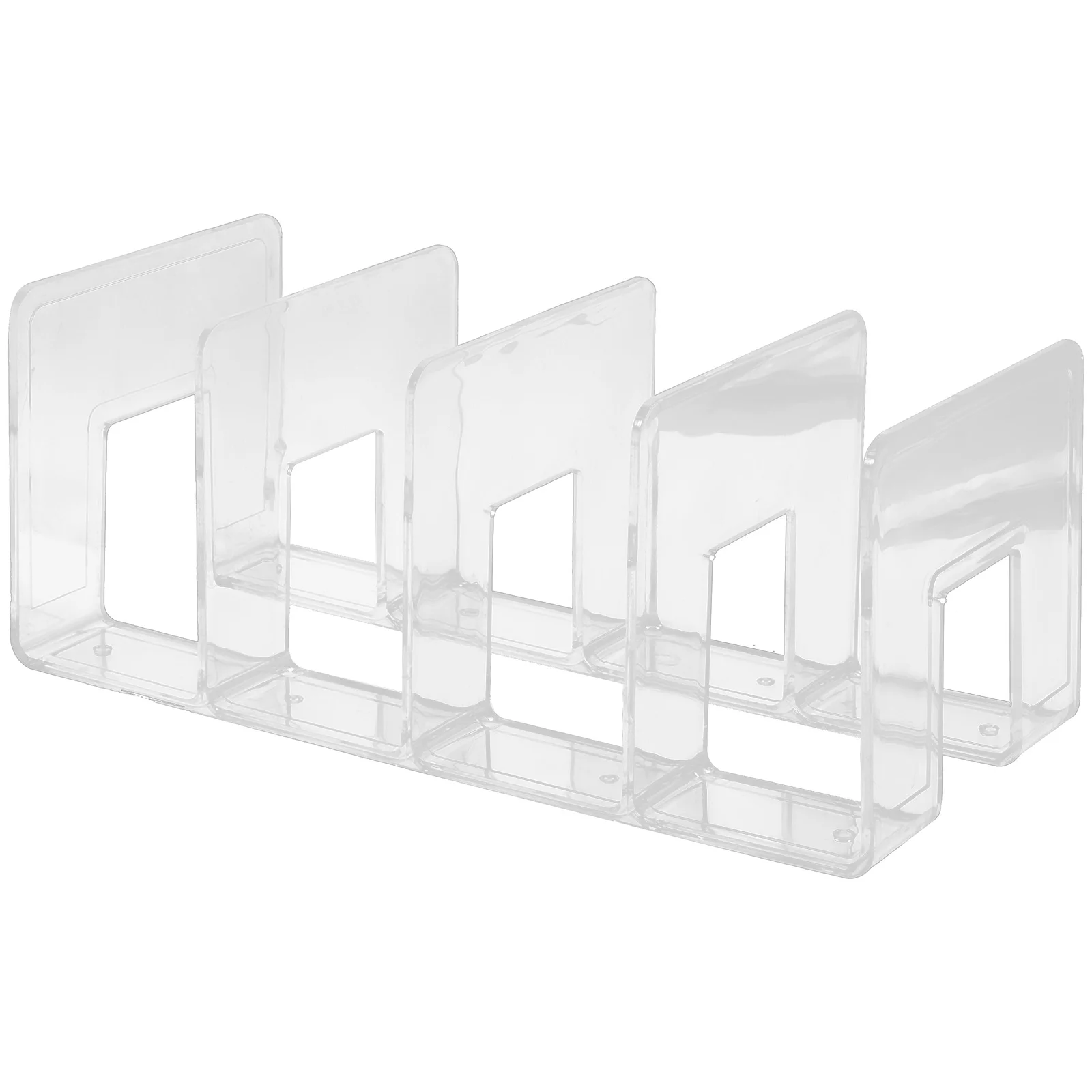 4 Bookends Transparent Storage Rack Magazine Holder Folder School Plastic File Document