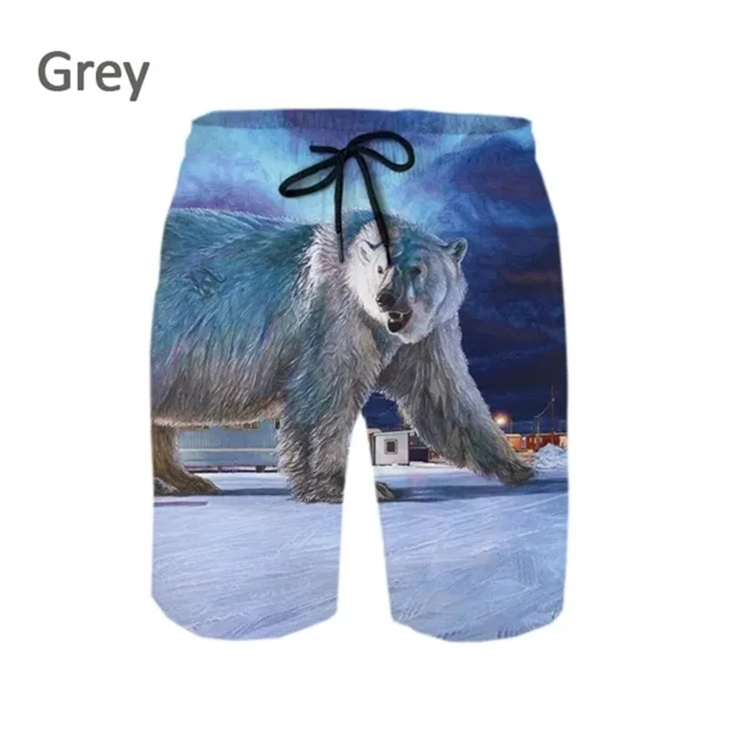 Creative Animal Polarbear Pattern Beach Shorts For Men Fashion Men's Animal Ourdoor Quick Dry Board Shorts Summer Swimming Trunk