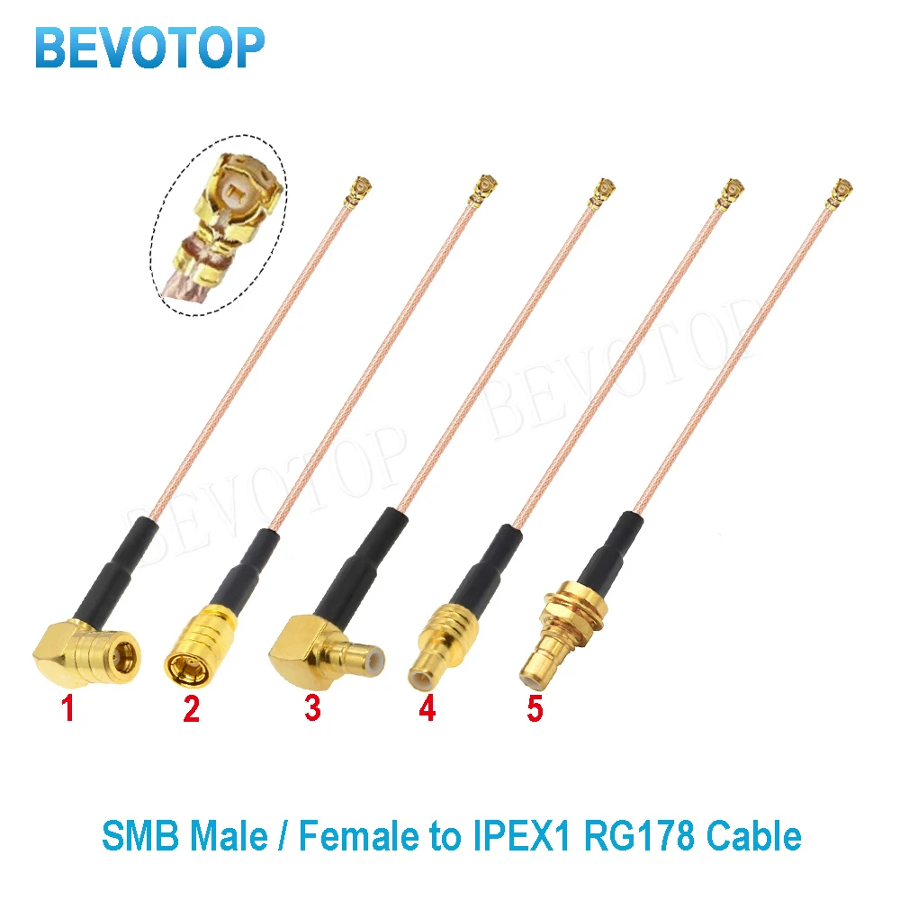 10PCS SMB Connector to uFL/IPX Female RF1.13/1.37/RG178 Cable Extension Pigtail IPX-SMB Router Radio WiFi Antenna RF Jumper