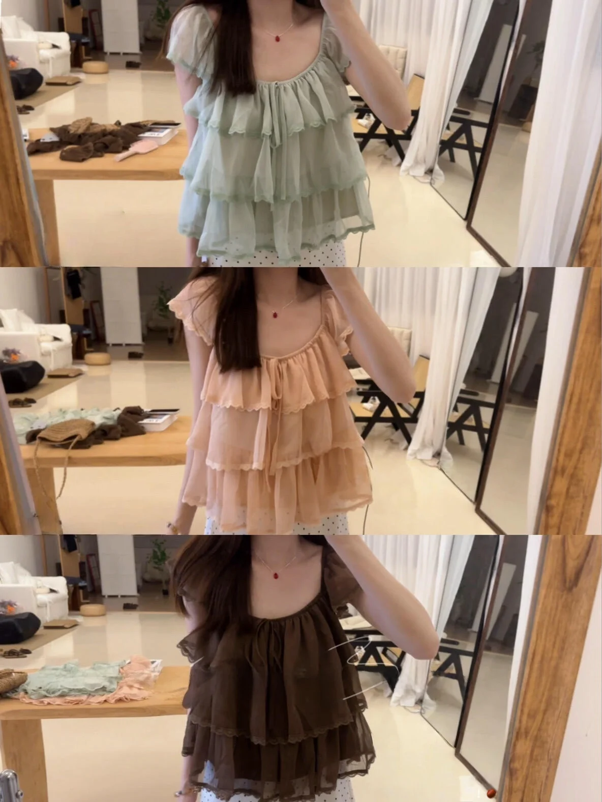 

Casual Style Lace Trim Blouse Women's Short Sleeve Patchwork Fairy Little Fly Sleeve Shirt Korean Version Spicy Girl Top