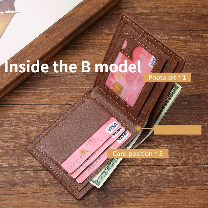 New Men's Wallet Money Bag PU Leather Business Short Wallet Vintage Soft Purse Multi-card Holder Portefeuille Homme Billetera image 5