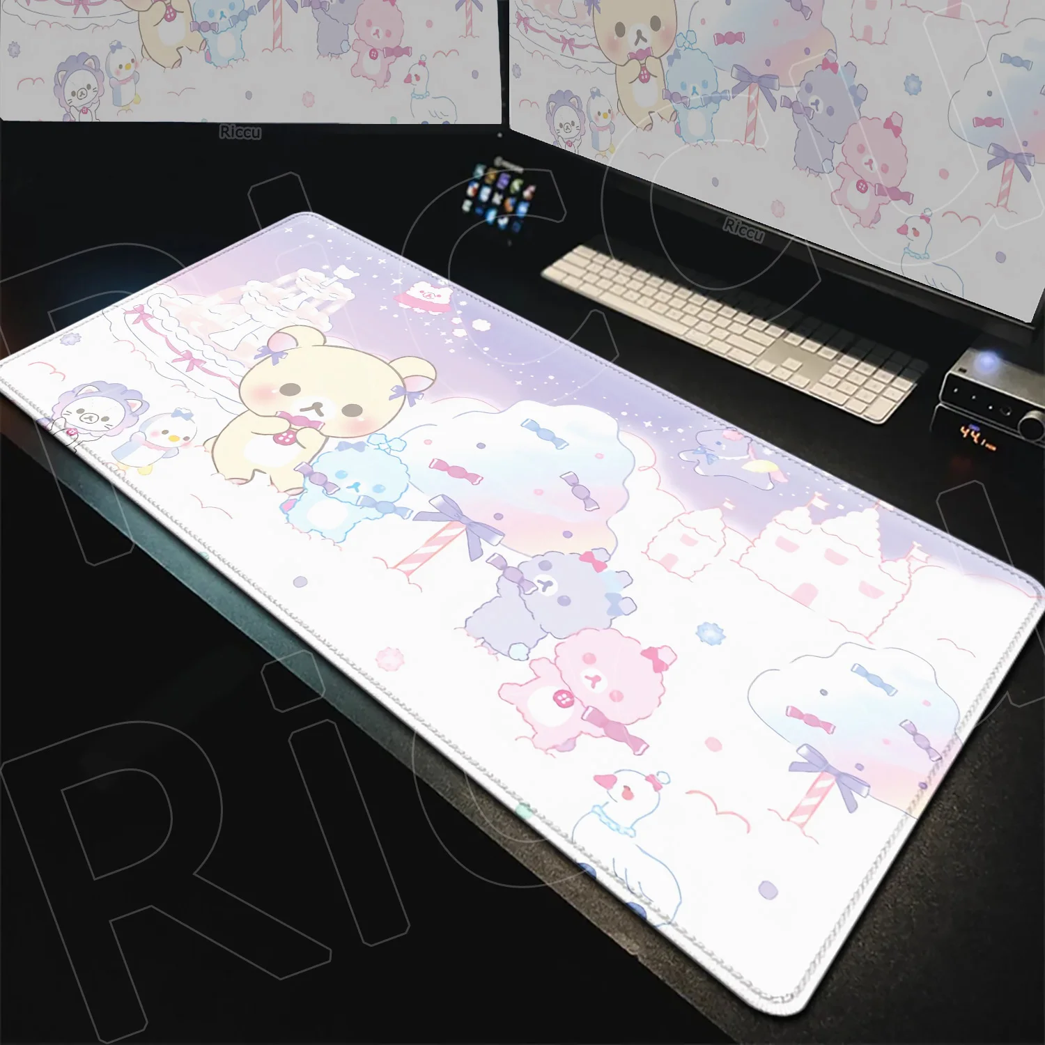 

Pink Anime Cute Rilakkuma Game Mouse pad HD Printing Non-slip Speed Edge locking Keyboard Mat Rubber Office Computer Accessories