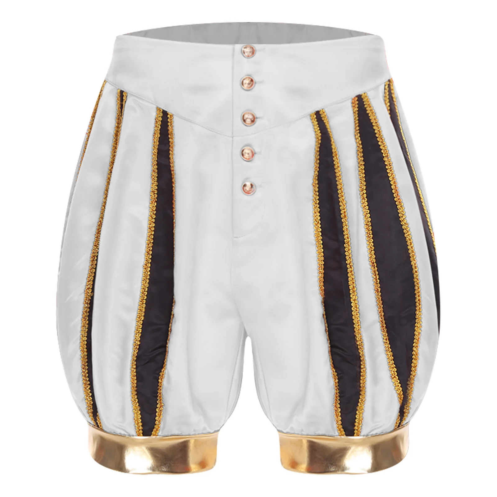 

Men Halloween Clown Lantern Shorts Role Play Costume Gold Trim Buttons High Waist Shorts for Circus Ringmaster Cosplay Party