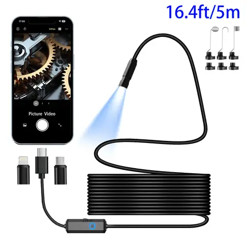 Industrial Endoscope Borescope Camera Waterproof For IOS iPhone Android Phone Sewer Pipeline Car Repair Air Condition Inspection Tool