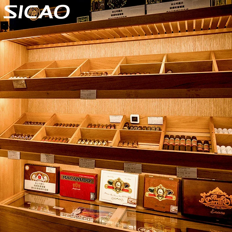 Custom Design Luxury Cigar Room Humidifier Refrigerated Fridge Humidor Abinet Intelligent Humidity Temperature Control