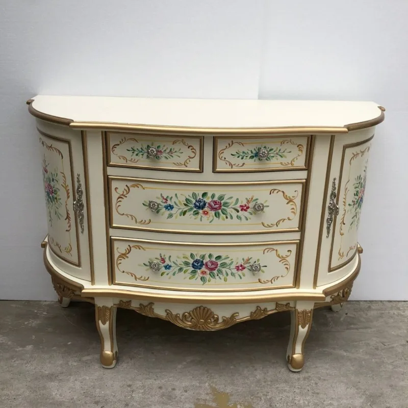 Painted dining side cabinet European-style villa mansion clubhouse foyer entrance chest